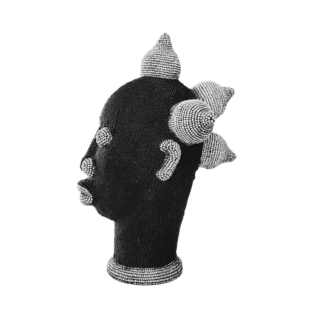 african tribal beaded head decor sculpture handmade artisan design cabeza cuentas hoofd kralen testa perline