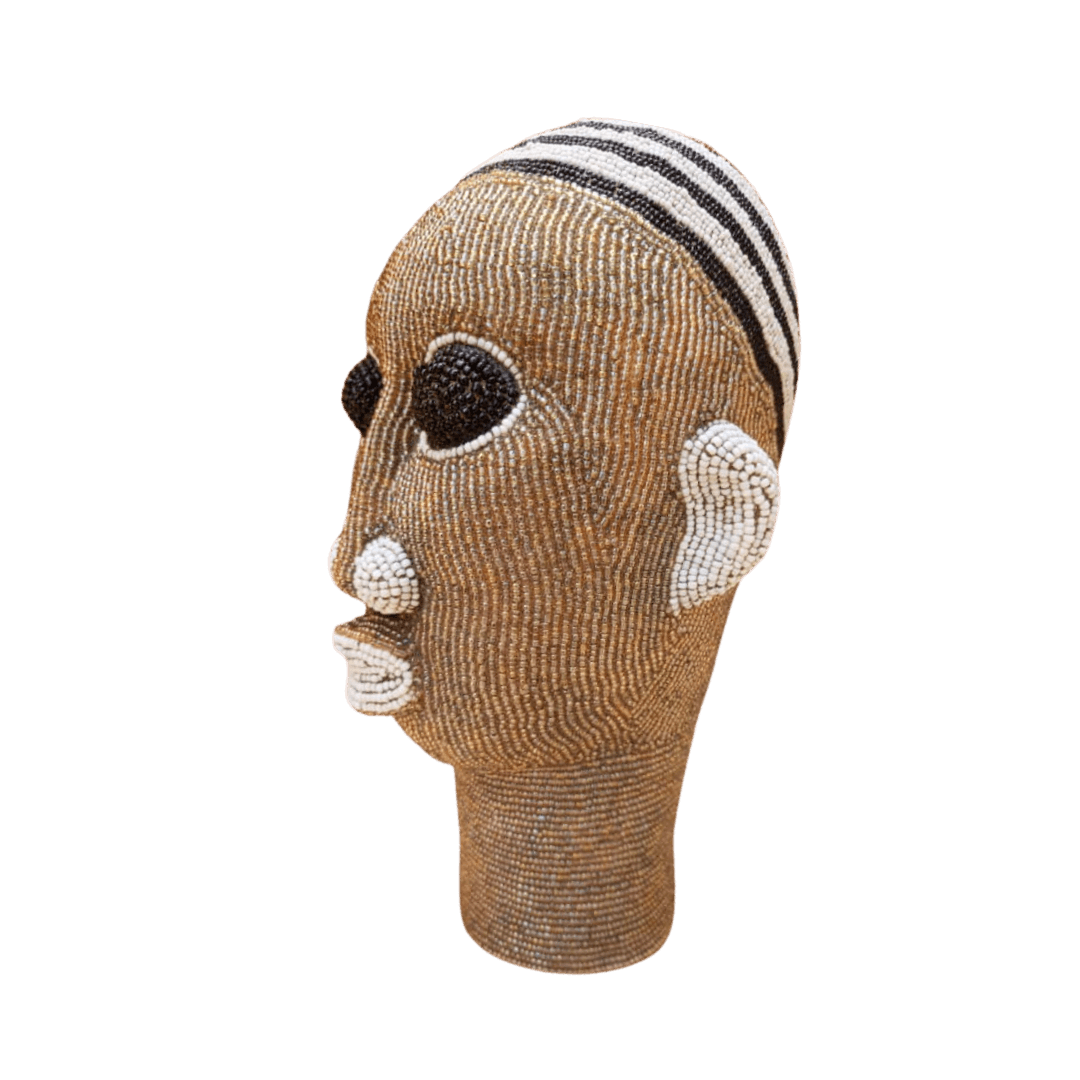 handmade african beaded head statue decor interior artisan craft cabeza cuentas hoofd kralen testa perline