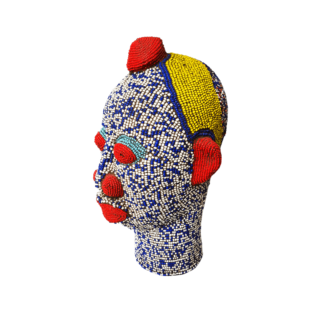 african beaded head statue decor artisan craft 非洲工艺珠饰头 雕塑 رأس مزخرف