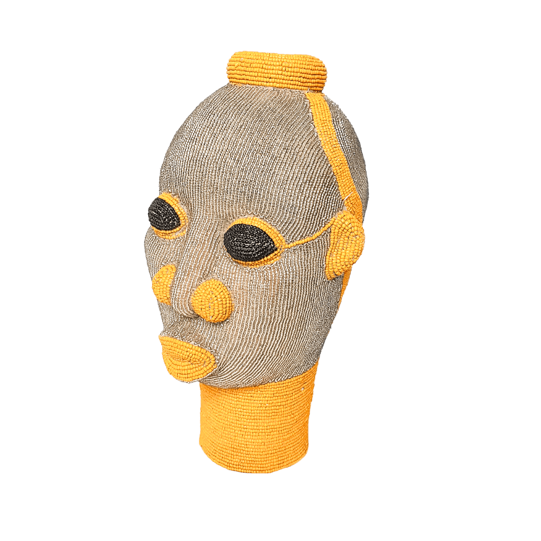 tribal african beaded head decor handmade sculpture luxury design cabeza abalorios hoofd kralen