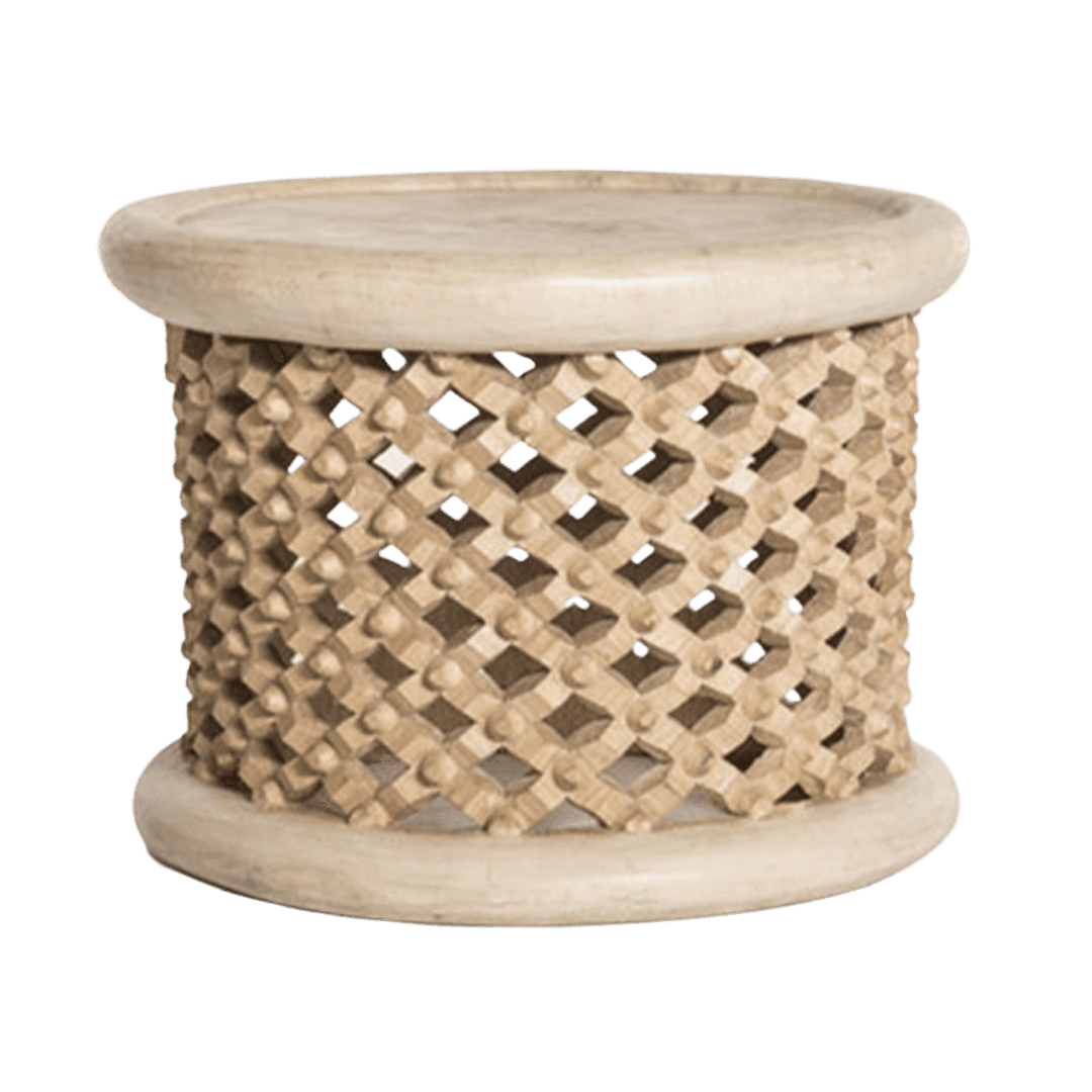 Beaded Bamileke Stool Spider Light Brown