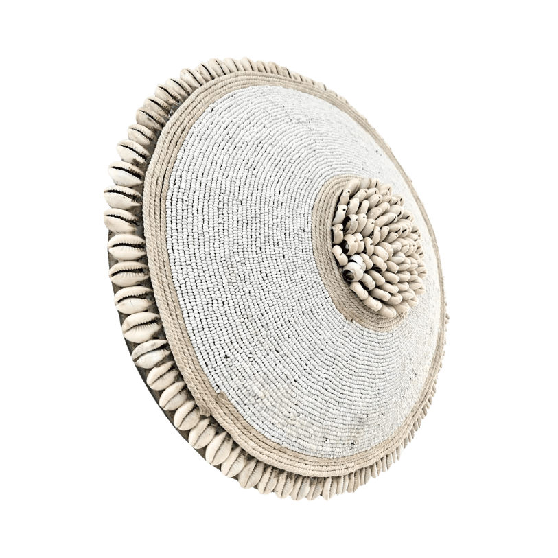 Bamileke Shield beads cowries white cream