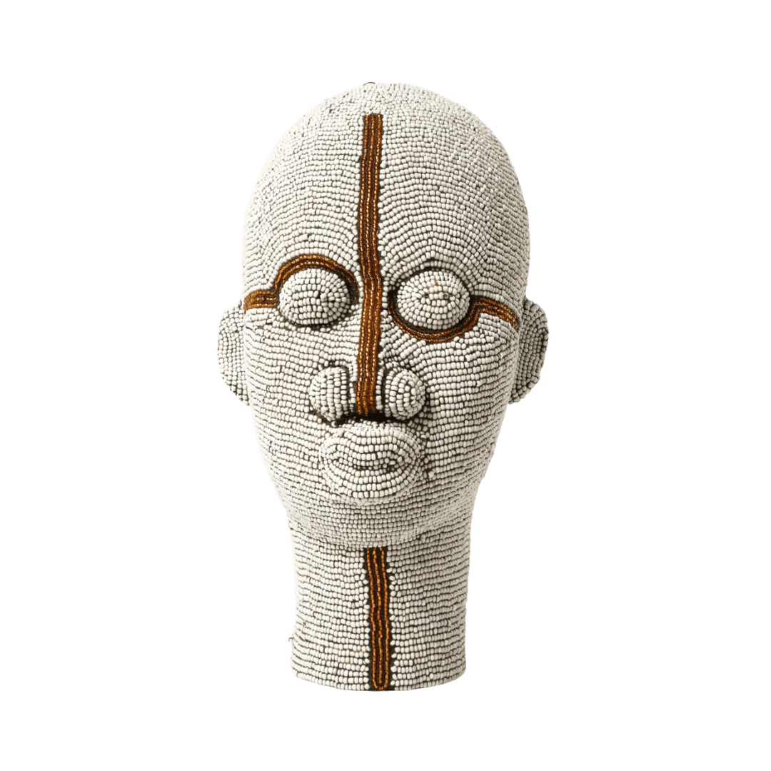 african beaded head statue decor interior design handmade tribal art cabeza cuentas hoofd kralen testa perline