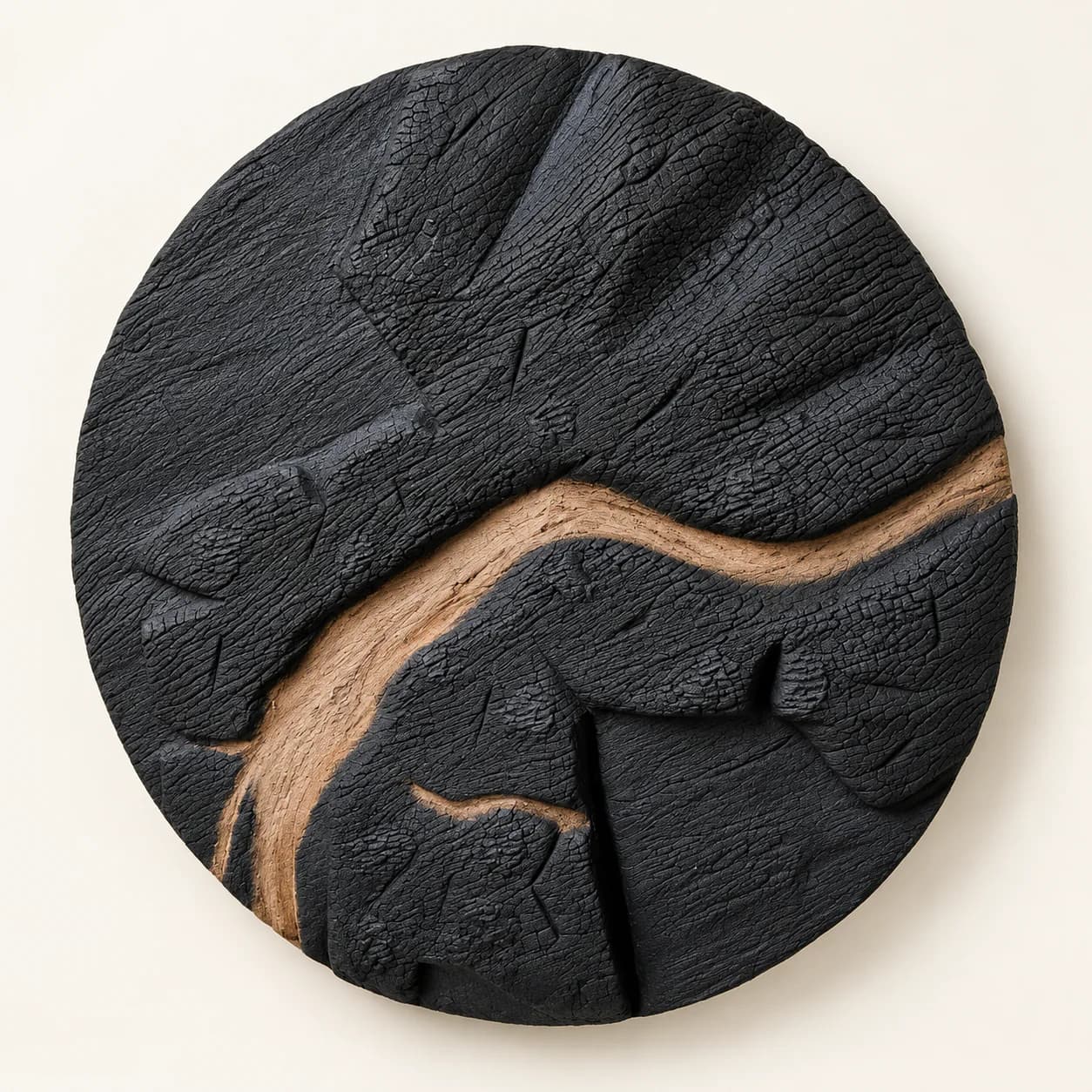 Path collectible burnt wood wall sculpture by SKajie hand-carved from kolatier wood